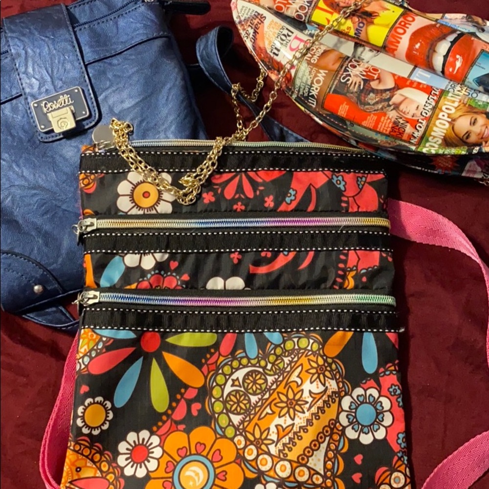 Bag bundle 3 bags lip design bag, floral paisley,